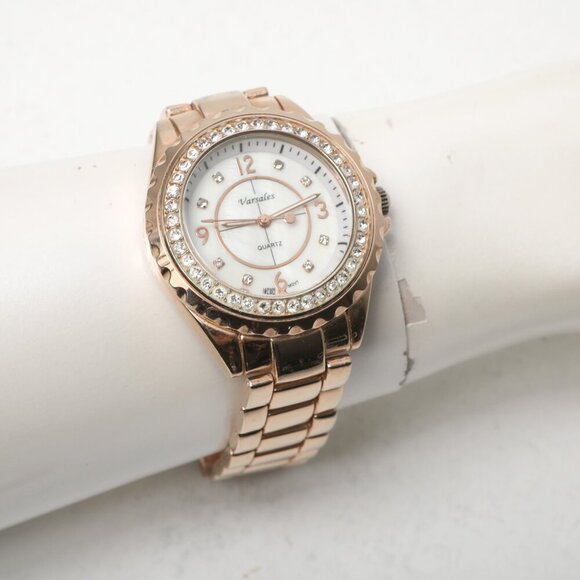 Varsales Rose Gold Quartz Fashion Watch Rhinestones Crystal Metal Bracelet - Picture 4 of 8